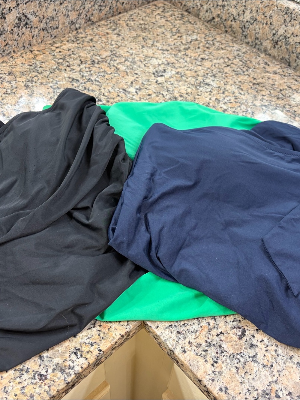 J Crew Three Piece Swim Bundle in Black, Navy & Green.